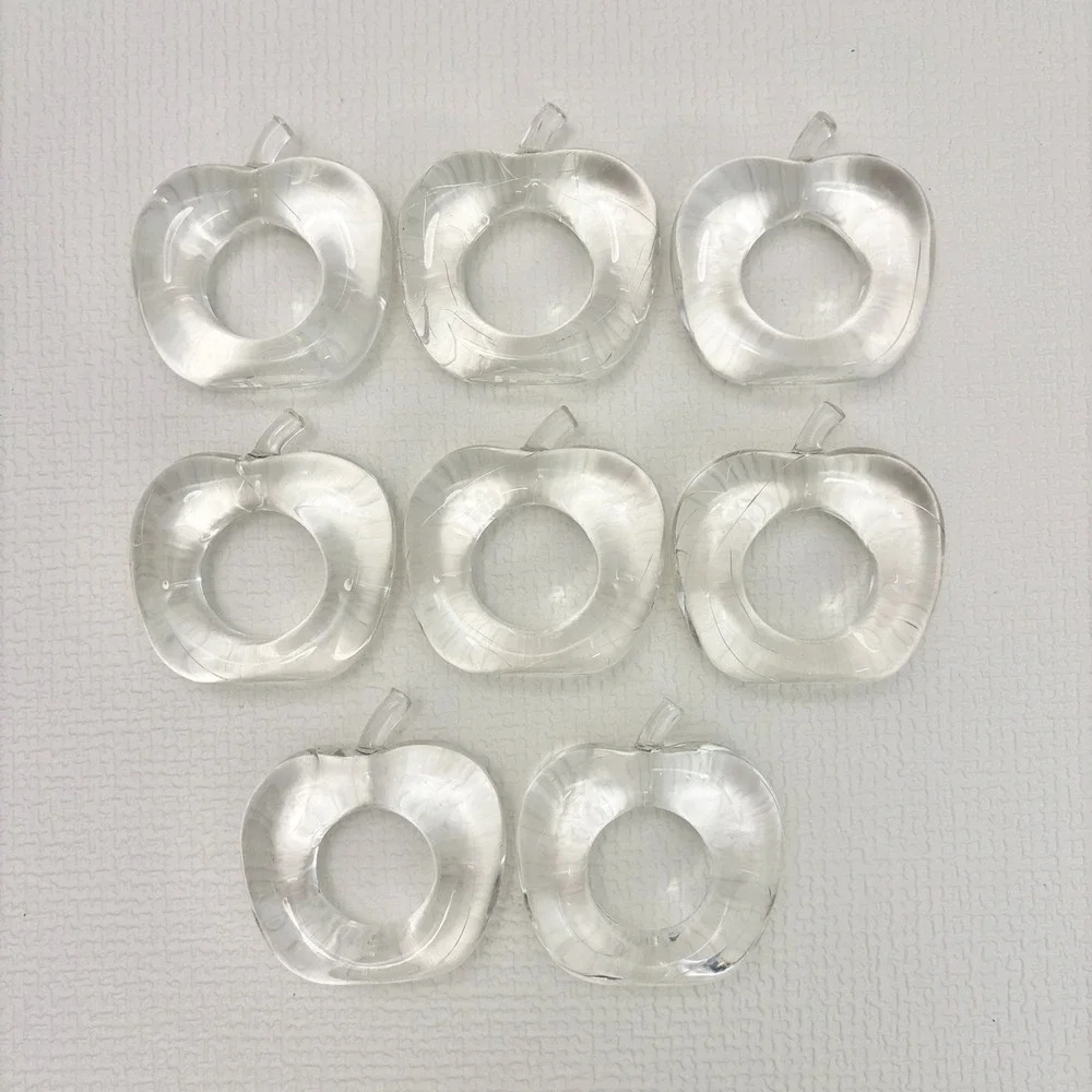Vintage Napkin Rings Acrylic Apple and Flower Lot 17pc Clear Multicolor